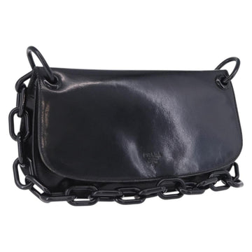 PRADA Chain Shoulder Bag Leather Black Auth 198267V