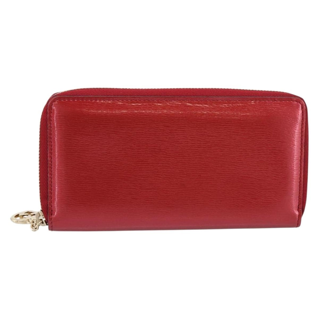 GUCCI Long Wallet Patent Leather Red Gold 308005 Auth 198762A