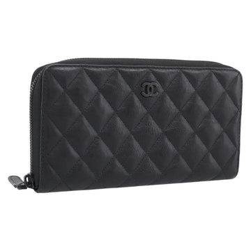 Chanel Matelasse Long Wallet Leather Black CC