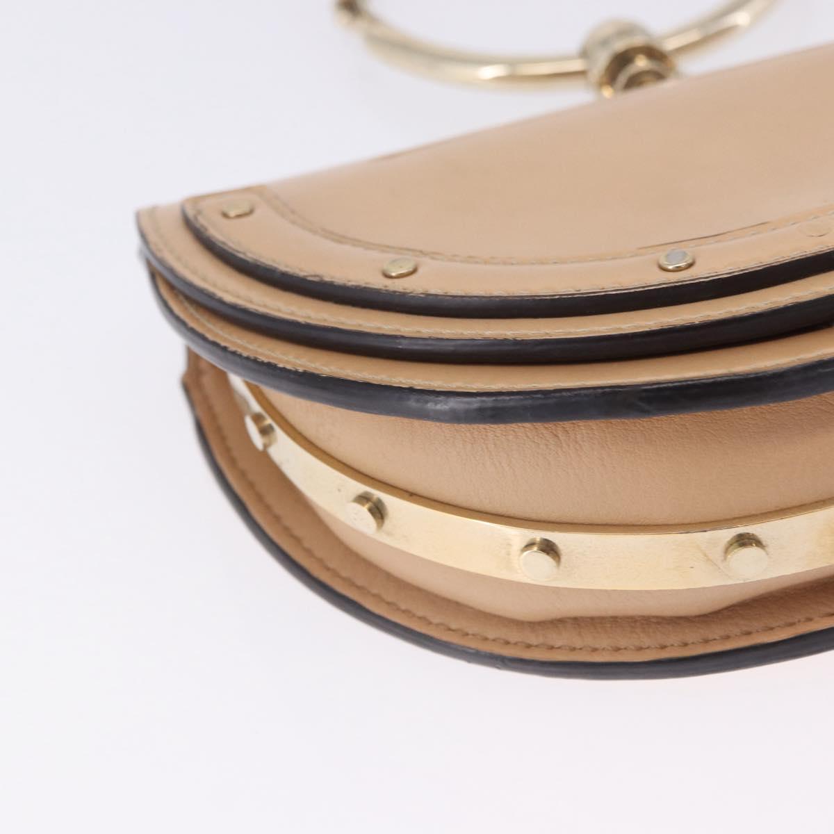 Chloe Nile Minaudire Hand Bag Patent Beige Gold Tone Auth 198468A