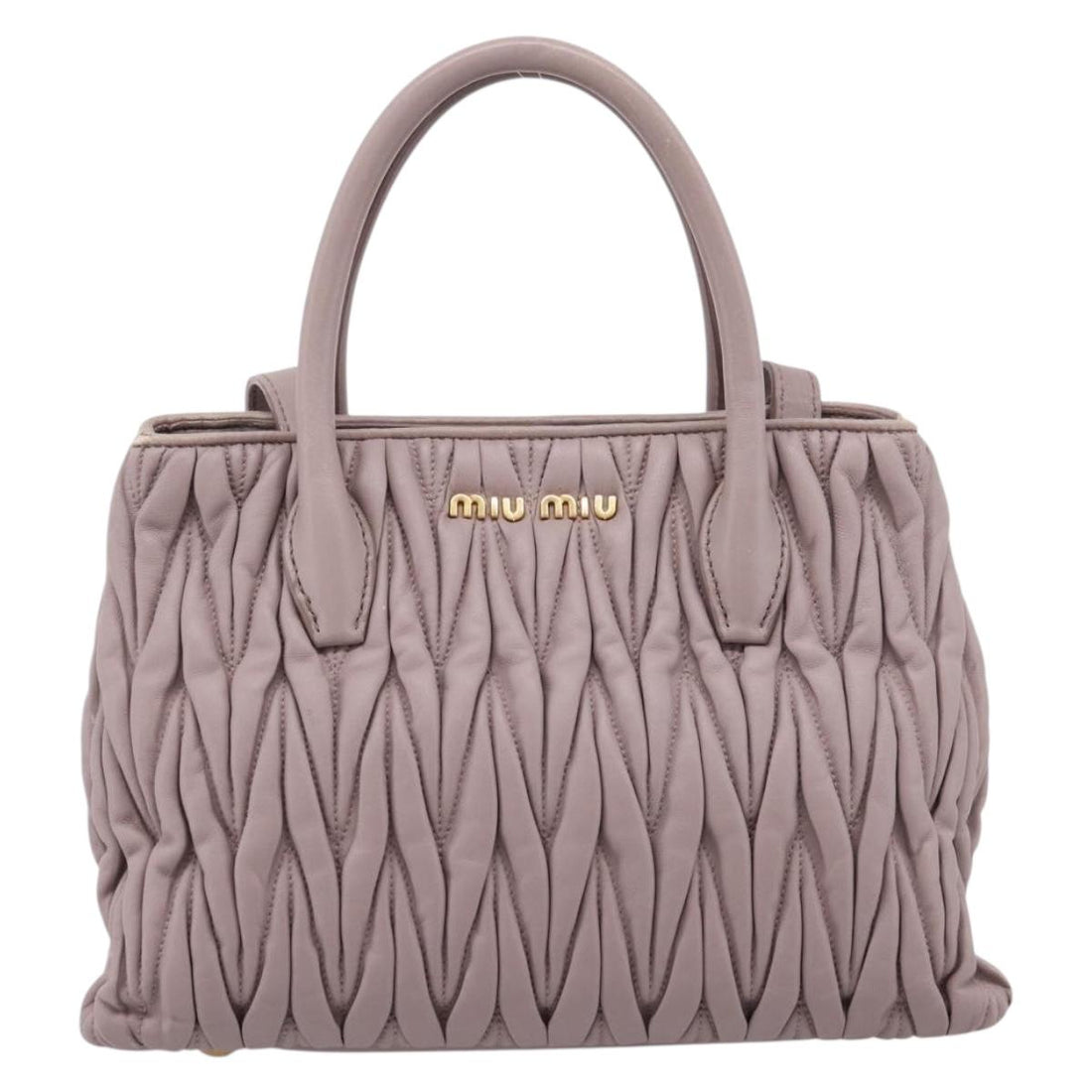 Miu Miu Matelasse Hand Bag Leather 2way Gray Gold Auth 197475A