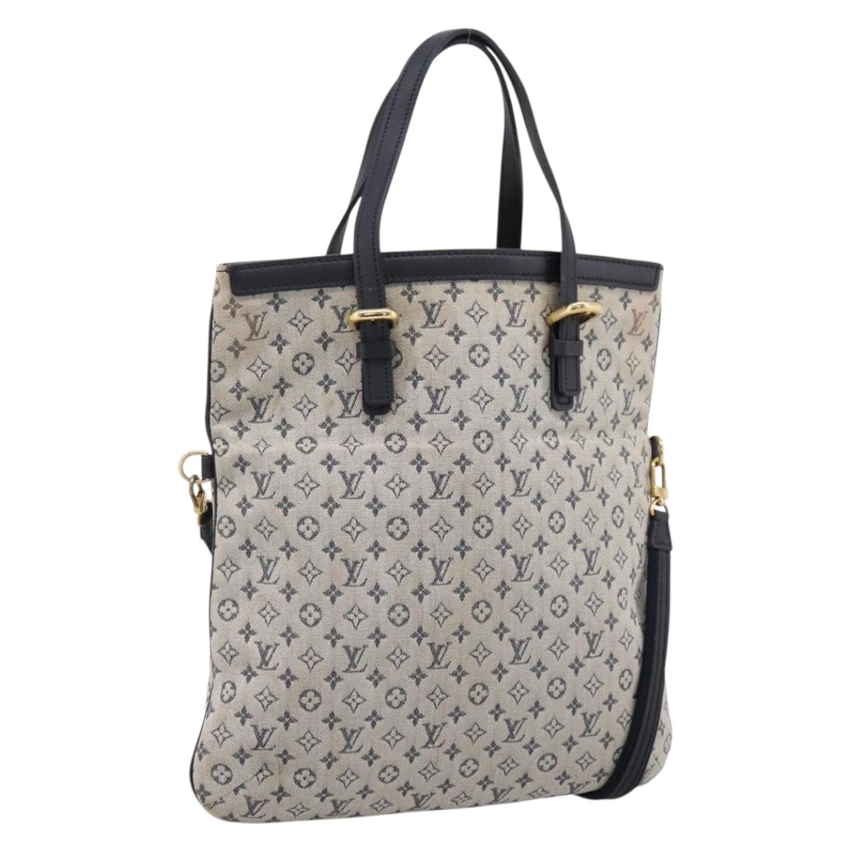 LOUIS VUITTON Monogram Mini Franoise Tote Bag 2way Blue M92208 LV Auth BA14979
