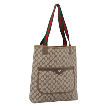 Gucci GG Supreme Web Sherry Line Tote Bag PVC Beige Gold (Grade CD)