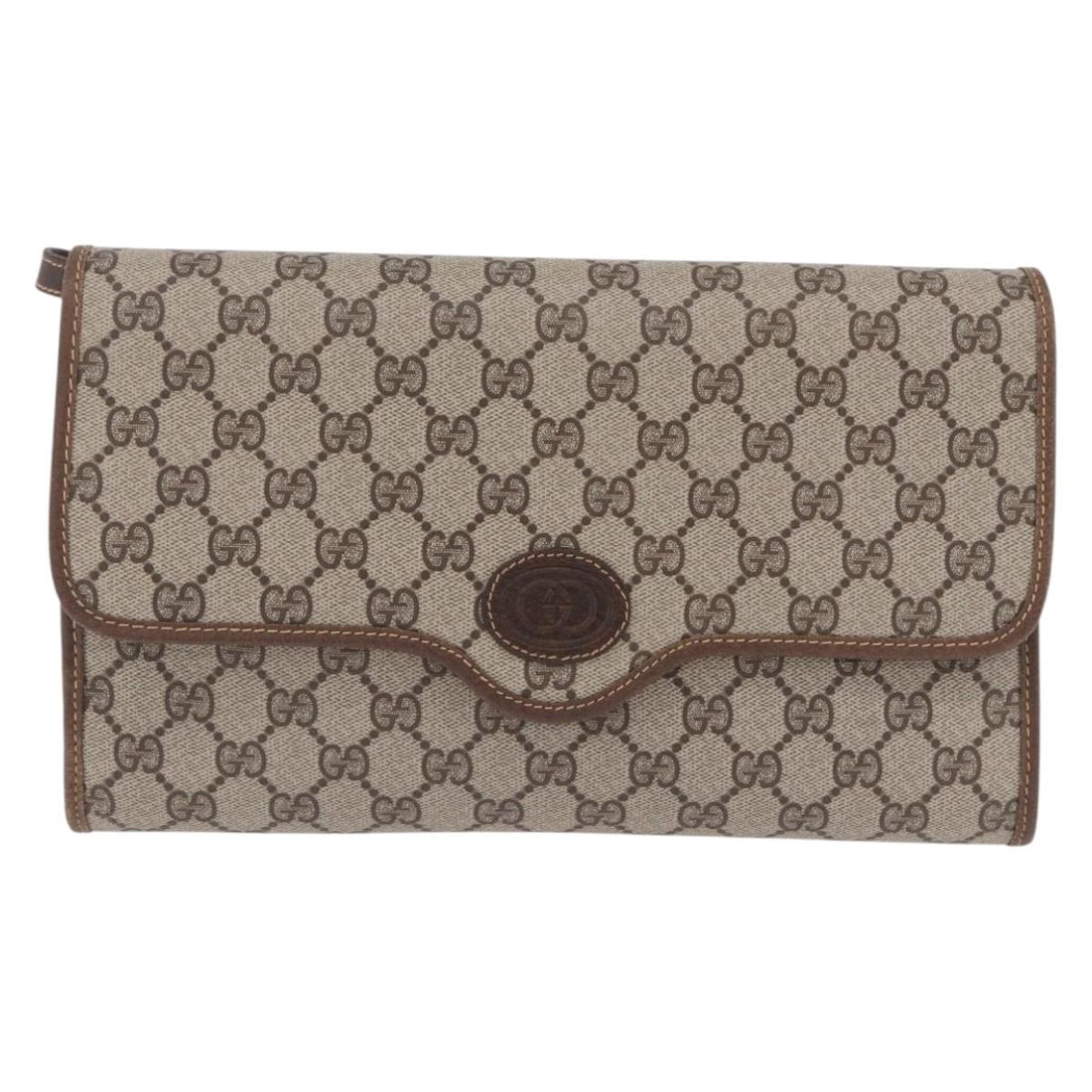 GUCCI GG Supreme Shoulder Bag PVC Beige Gold Auth ka5761