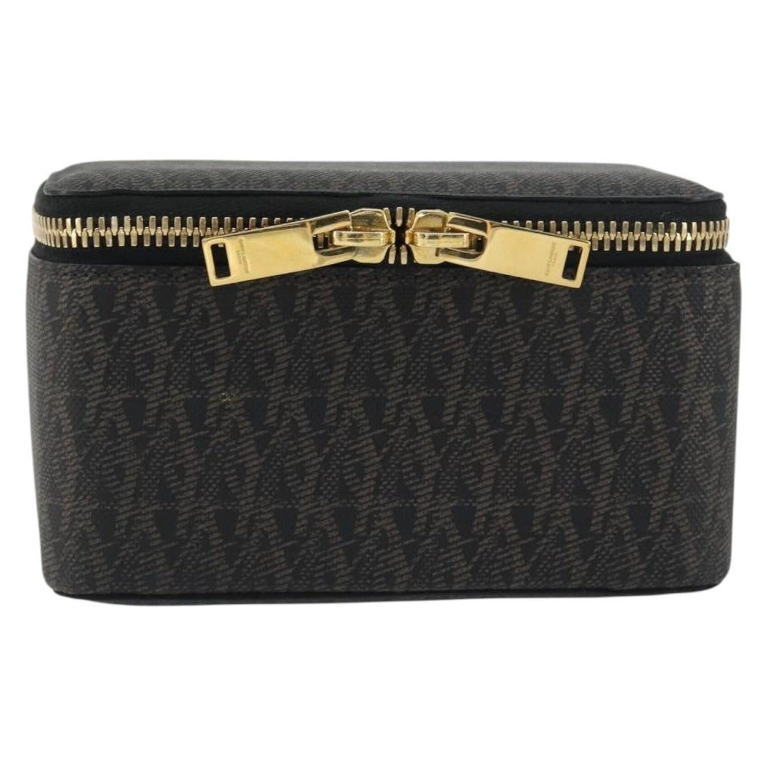 SAINT LAURENT Jewelry Case Accessory Case Canvas Brown Gold 344043 Auth am12314M