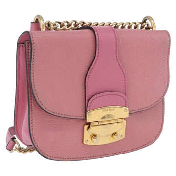 Miu Miu Madras Chain Shoulder Bag Leather Pink Gold Tone