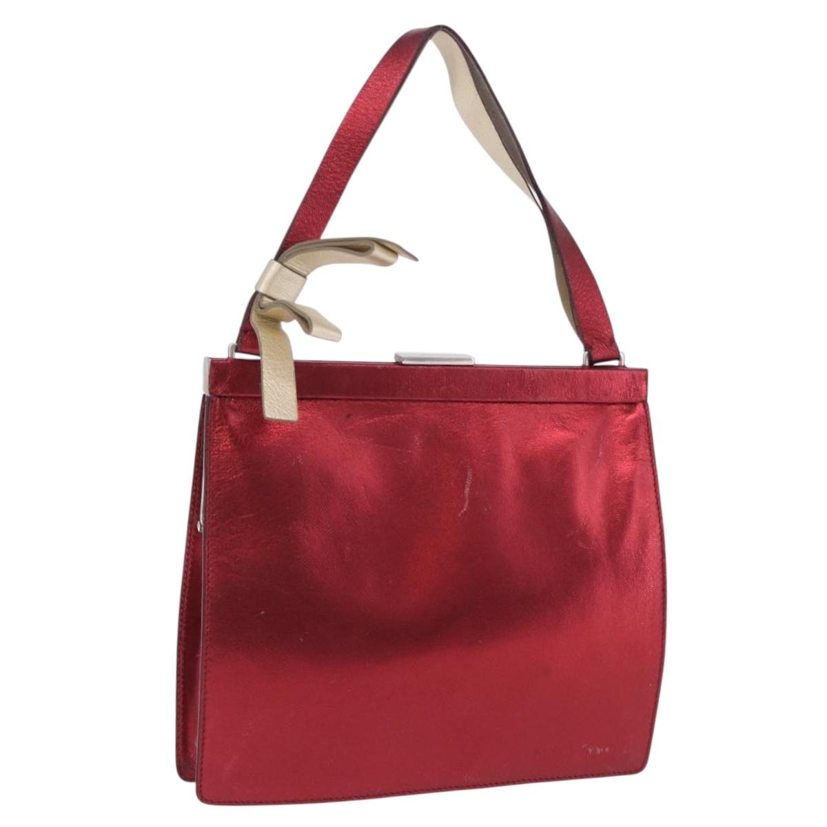 Miu Miu Handbag Leather Red Silver