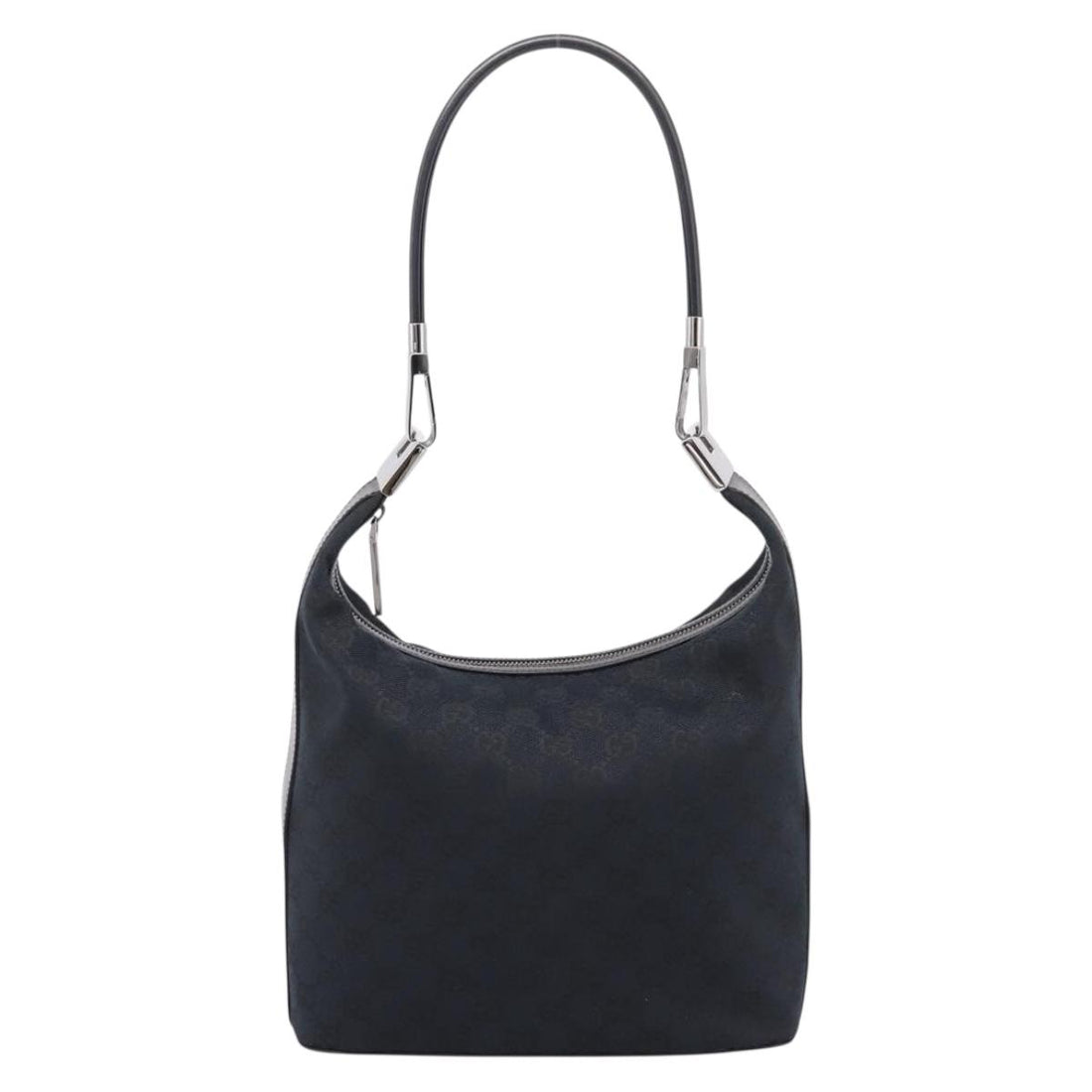 GUCCI GG Canvas Shoulder Bag Black Silver 001 3814 Auth am12400V