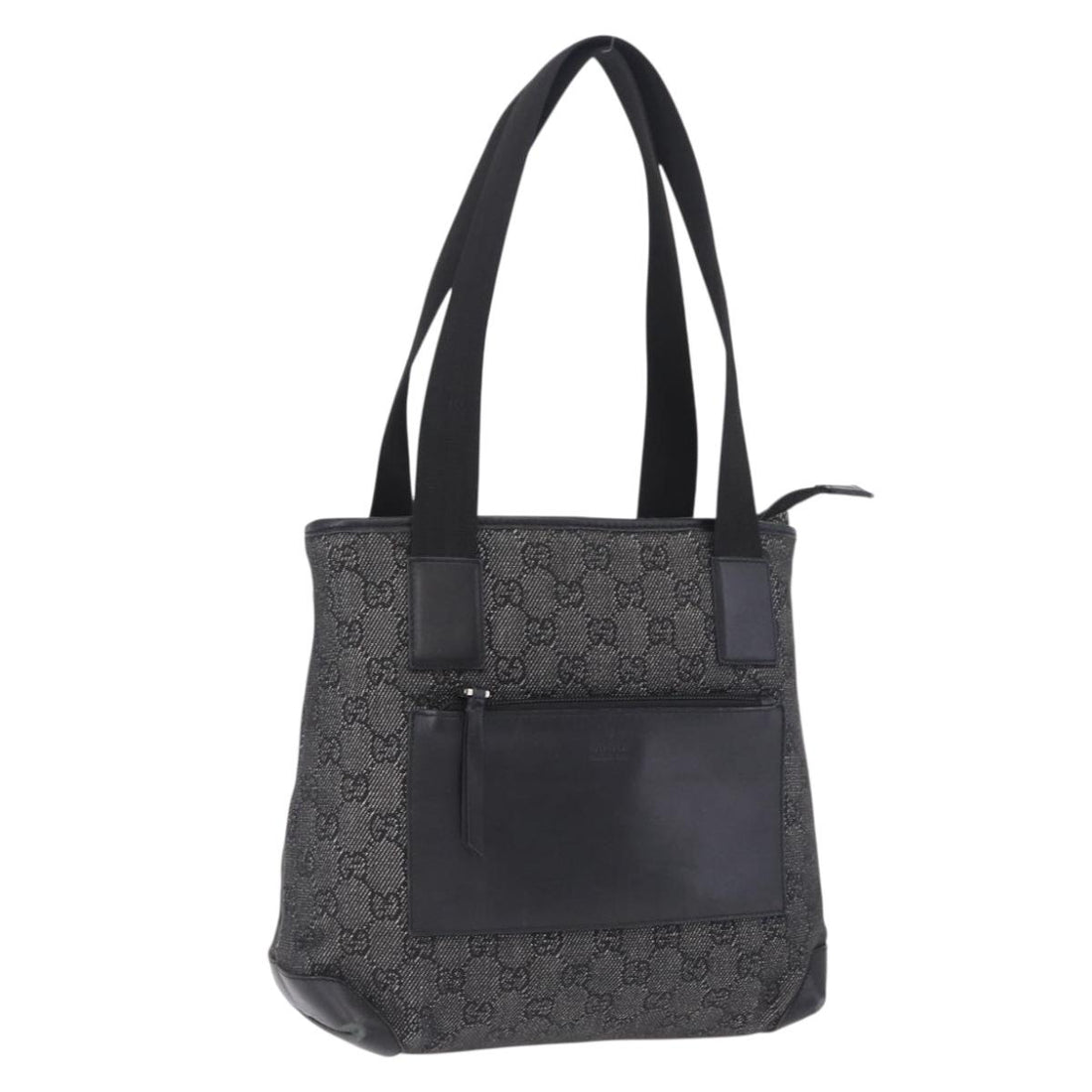 GUCCI GG Canvas Tote Bag Black Silver 28893 Auth 198333