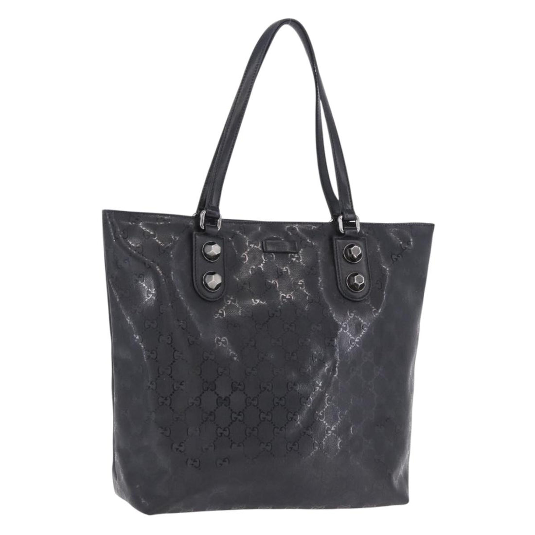 GUCCI GG Implementation Tote Bag PVC Black Silver 229848 Auth ka5714A