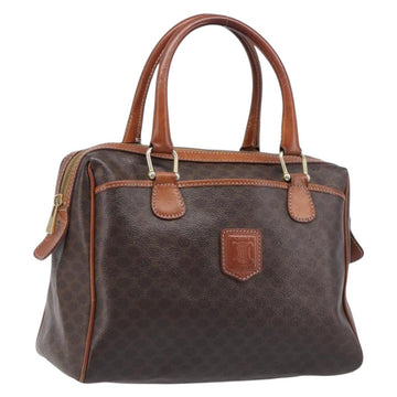 Celine Macadam Canvas Mini Boston Bag PVC Leather Brown Gold