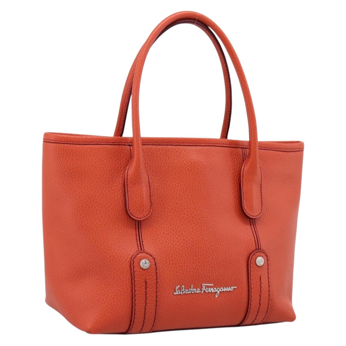 Salvatore Ferragamo Handbag Leather Orange Silver