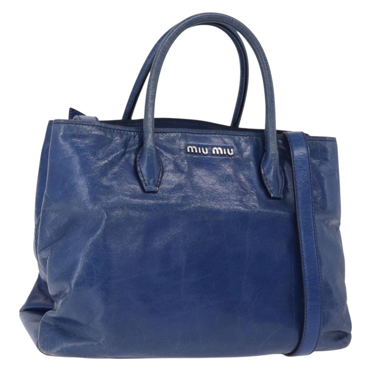 Miu Miu Handbag Vitellolux 2way Blue Silver
