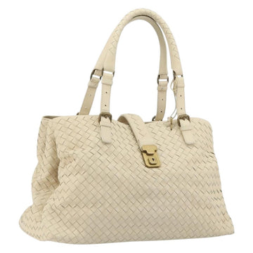 BOTTEGA VENETA INTRECCIATO Tote Bag Leather Ivory Gold Tone 171265 Auth BA14798V