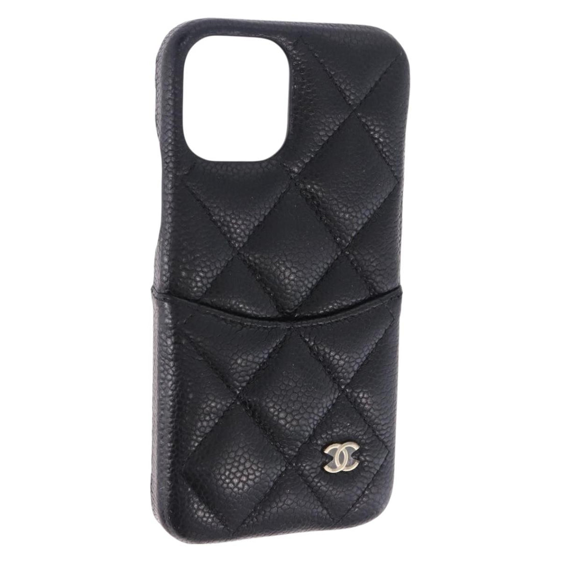 CHANEL iPhone11 iPhone Case Caviar Skin Black CC Auth BA15247V