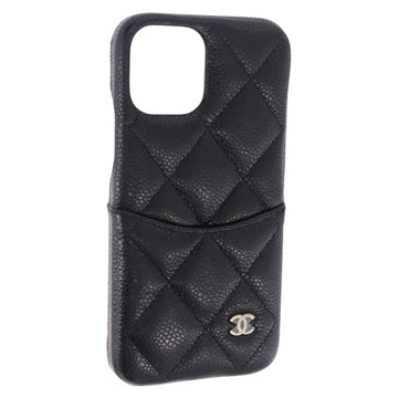 CHANEL iPhone11 iPhone Case Caviar Skin Black CC Auth BA15247V