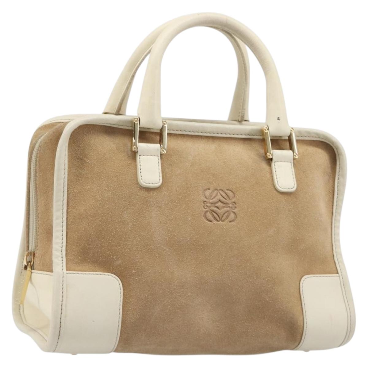 Loewe Amazona 28 Handbag Suede Beige Gold Tone