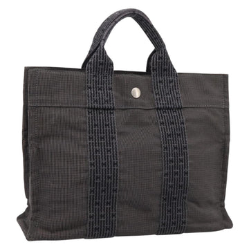 HERMES Her Line PM Hand Bag Canvas Gray Silver Auth 198484A