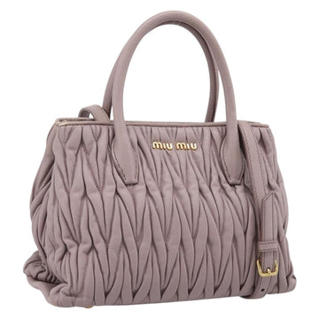 Miu Miu Matelasse Hand Bag Leather 2way Gray Gold Auth 197475A