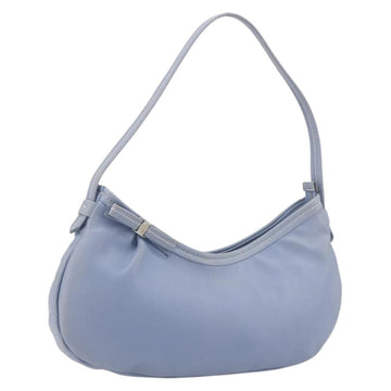 Salvatore Ferragamo Vara Ribbon Shoulder Bag Leather Blue Silver Auth BA14892