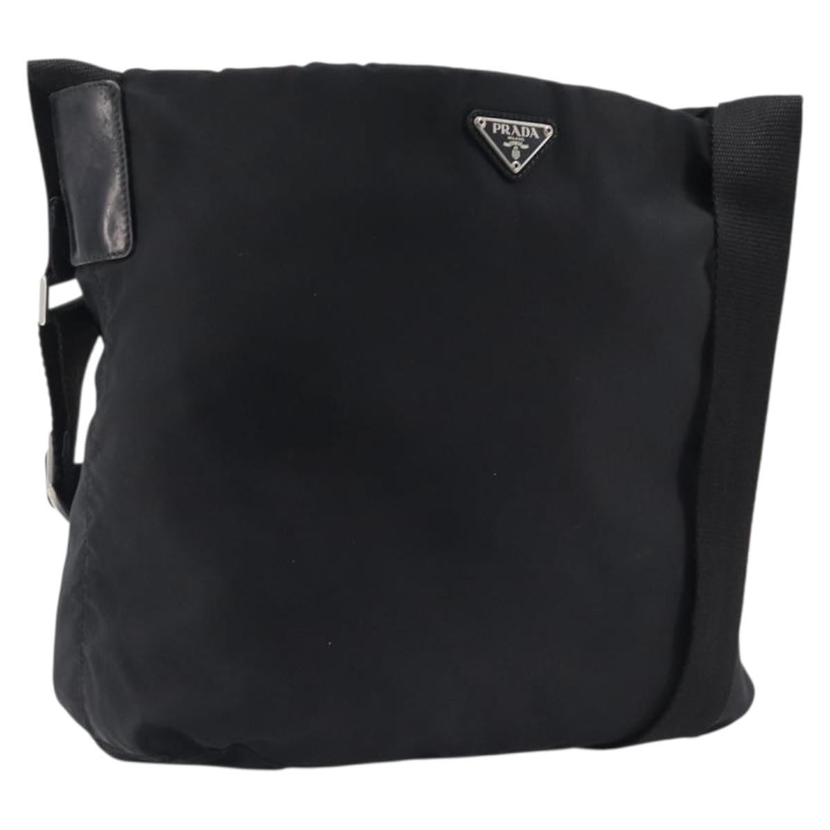 Prada Shoulder Bag Nylon Black Silver (Grade C)