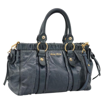 Miu Miu Handbag Leather 2way Blue Gold Tone (Grade B)