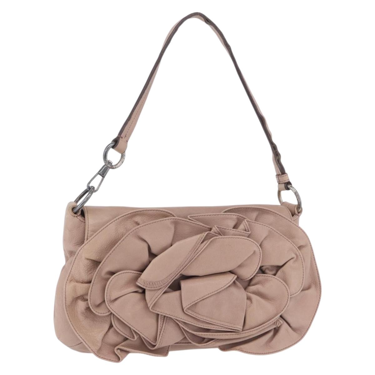 Saint Laurent Naja Shoulder Bag Leather Pink Silver