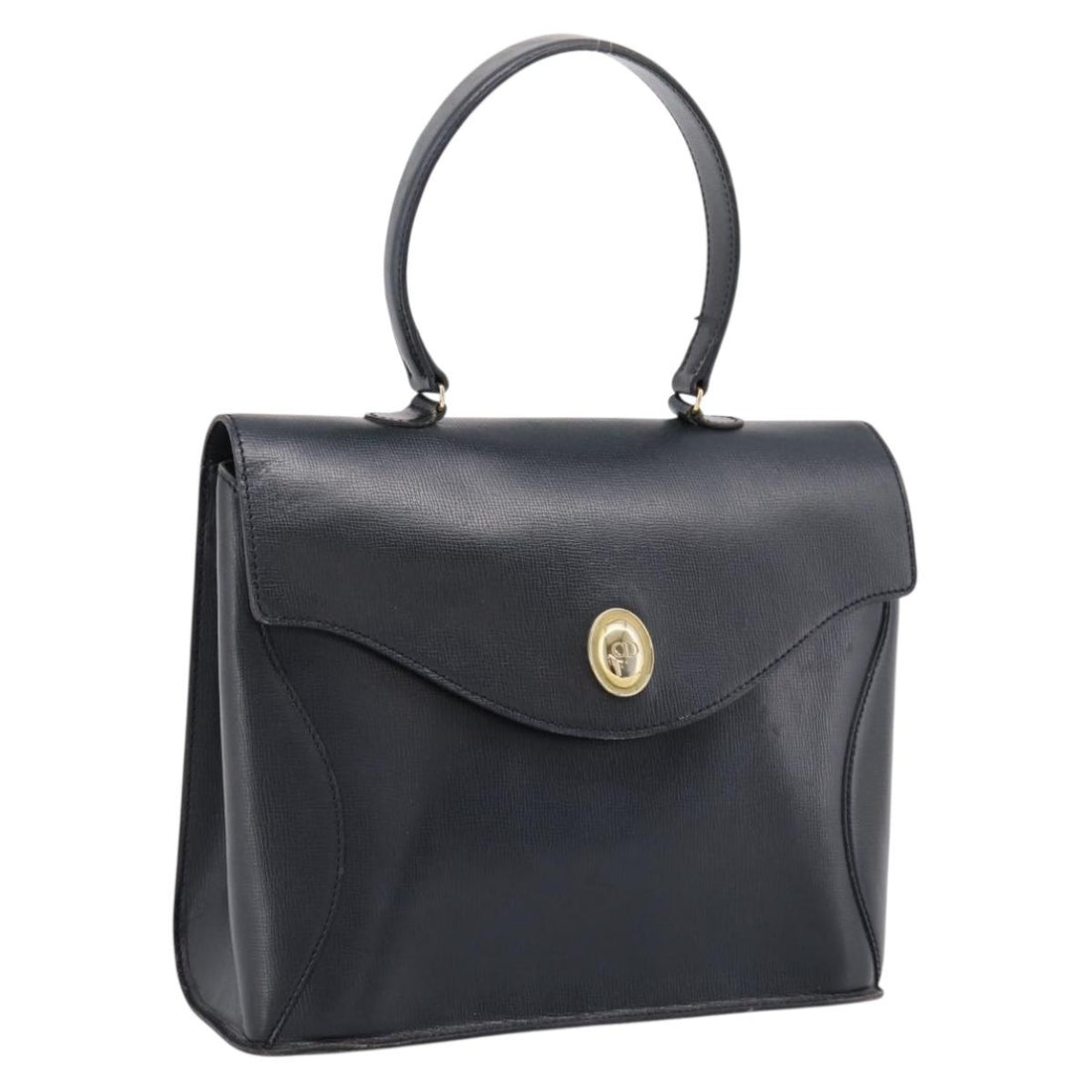 Christian Dior Handbag Leather Navy Gold