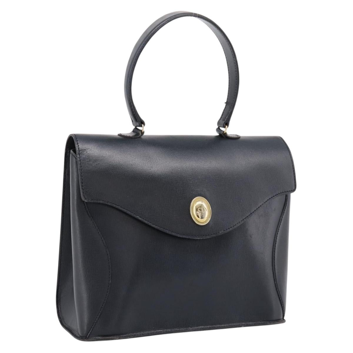 Christian Dior Handbag Leather Navy Gold