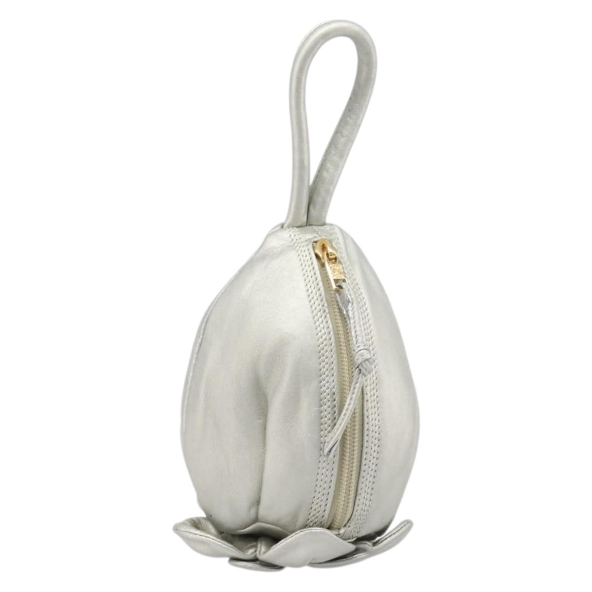 Celine Pouch Leather Silver Gold
