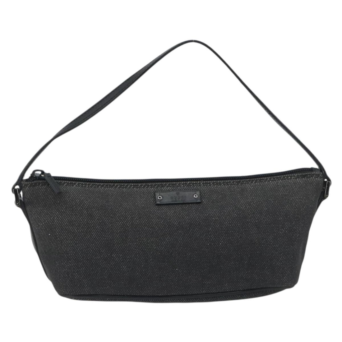 GUCCI Accessory Pouch Canvas Black Silver 07198 Auth 195449
