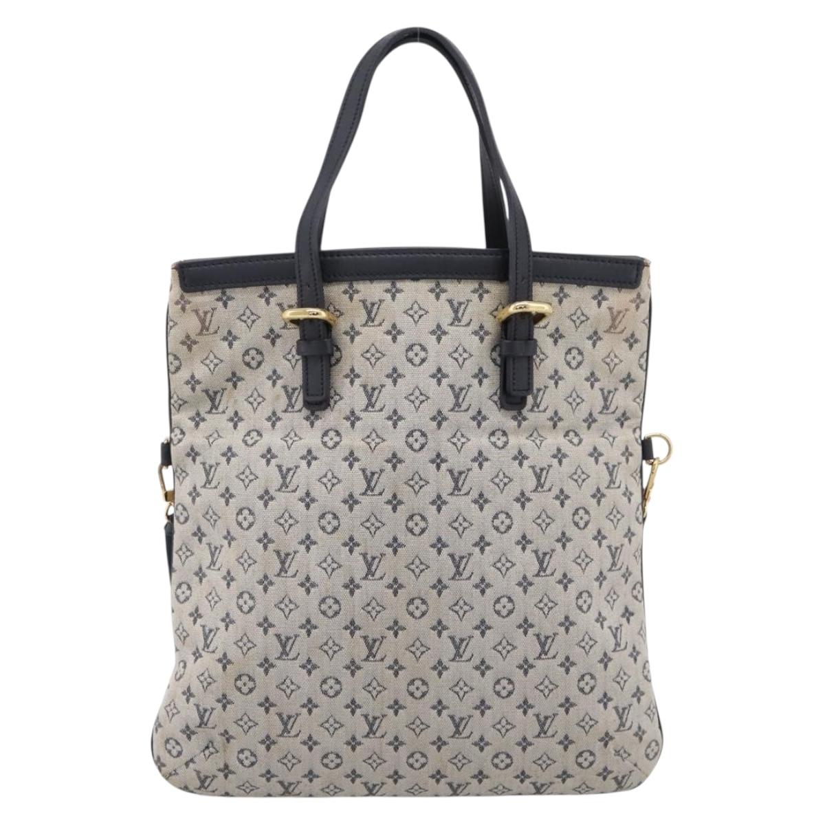 LOUIS VUITTON Monogram Mini Franoise Tote Bag 2way Blue M92208 LV Auth BA14979