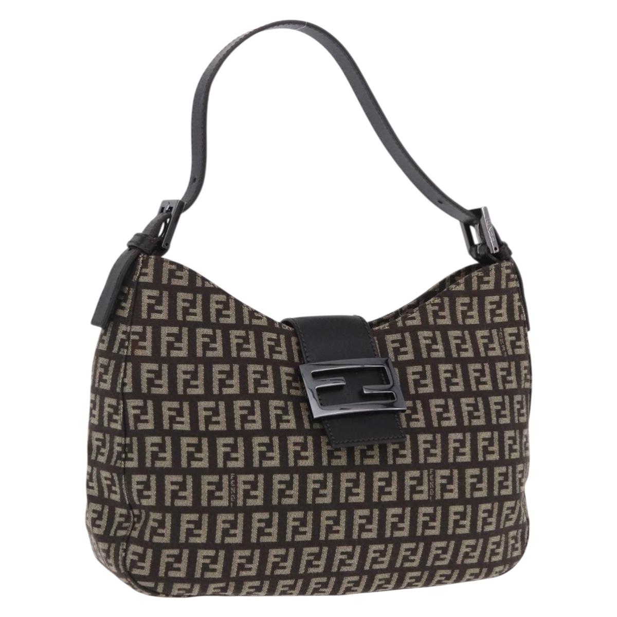 Fendi Zucchino Canvas Mamma Baguette Shoulder Bag Brown