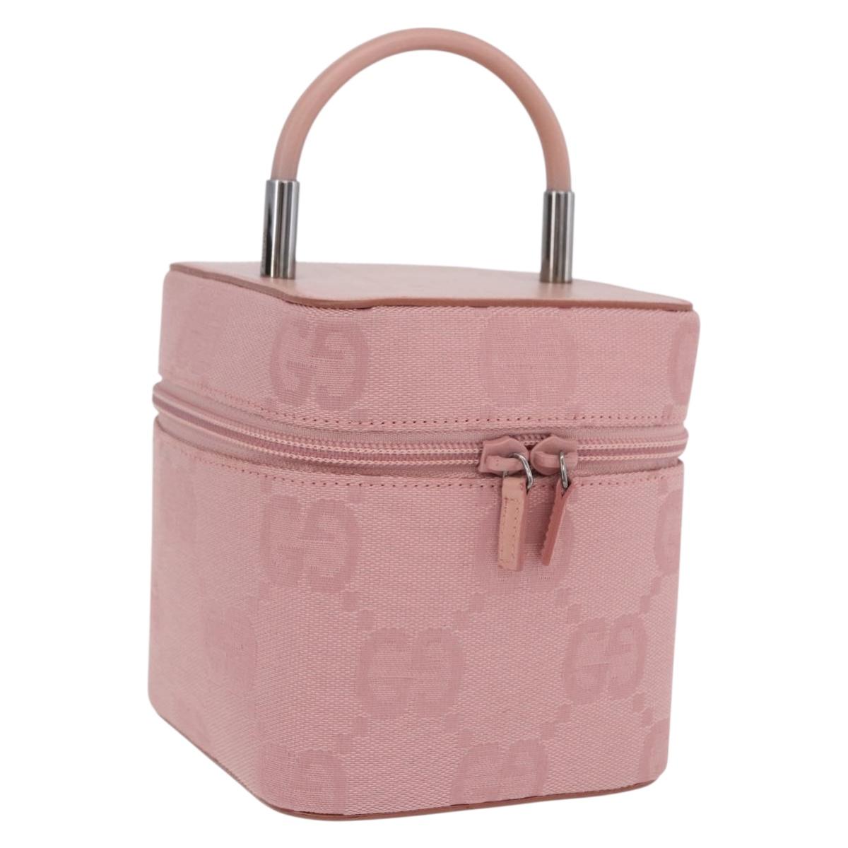 Gucci GG Canvas Vanity Cosmetic Pouch Pink Silver