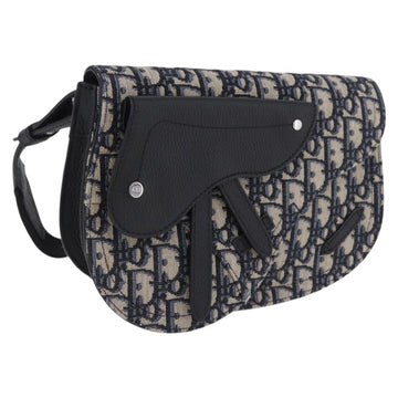 Christian Dior Trotter Canvas Saddle Oblique Jacquard Bag Navy Auth ka5789M