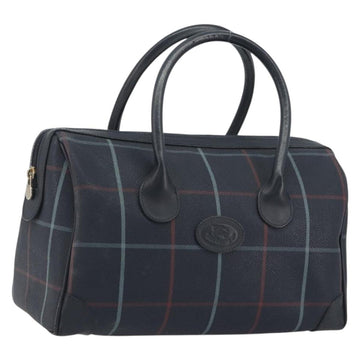 BURBERRY Mini Boston Bag PVC Navy Gold Auth mr2850