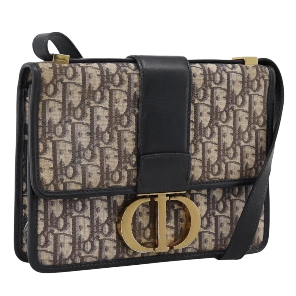 Christian Dior Trotter Canvas Oblique 30 Montaigne Bag Navy Gold