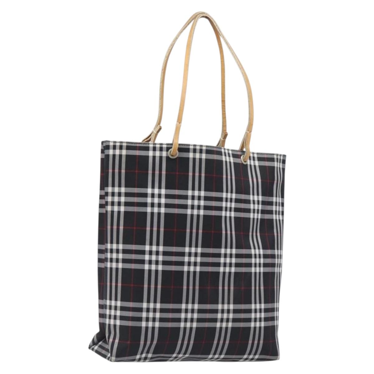 Burberry Nova Check Tote Bag Canvas Black Silver