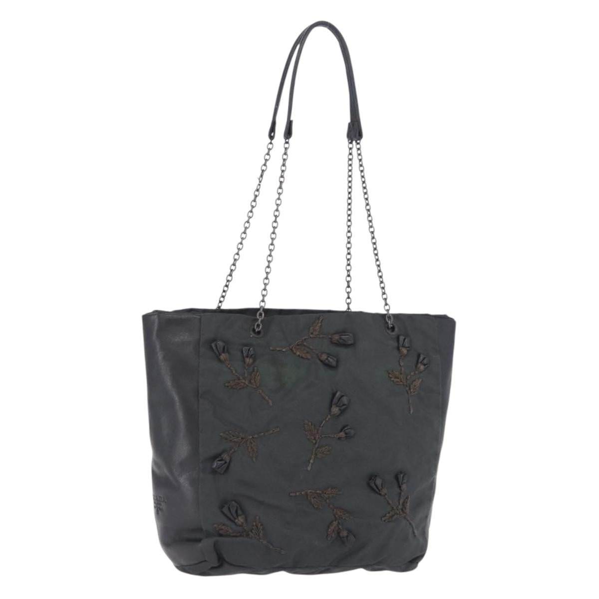 Prada Chain Tote Bag Nylon Green