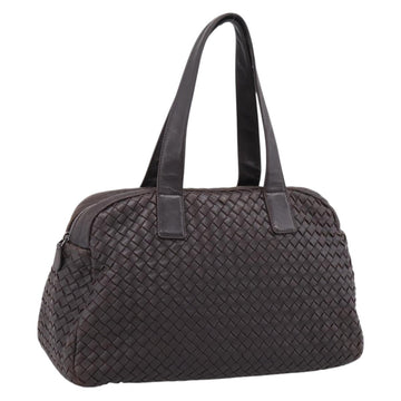 BOTTEGA VENETA INTRECCIATO Handbag Leather Dark Brown Silver