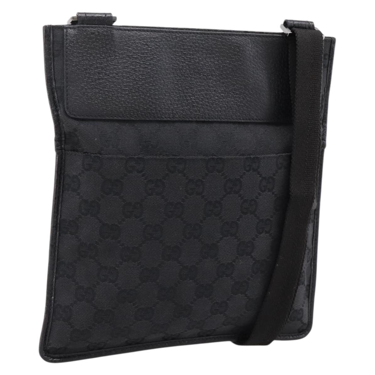 Gucci GG Canvas Shoulder Bag Black Silver