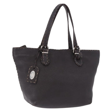 FENDI Celeria Hand Bag Leather Brown Silver 8BH135 Auth 198355A