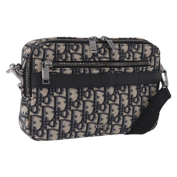 Christian Dior Trotter Canvas Shoulder Bag Navy Silver Auth 198731V