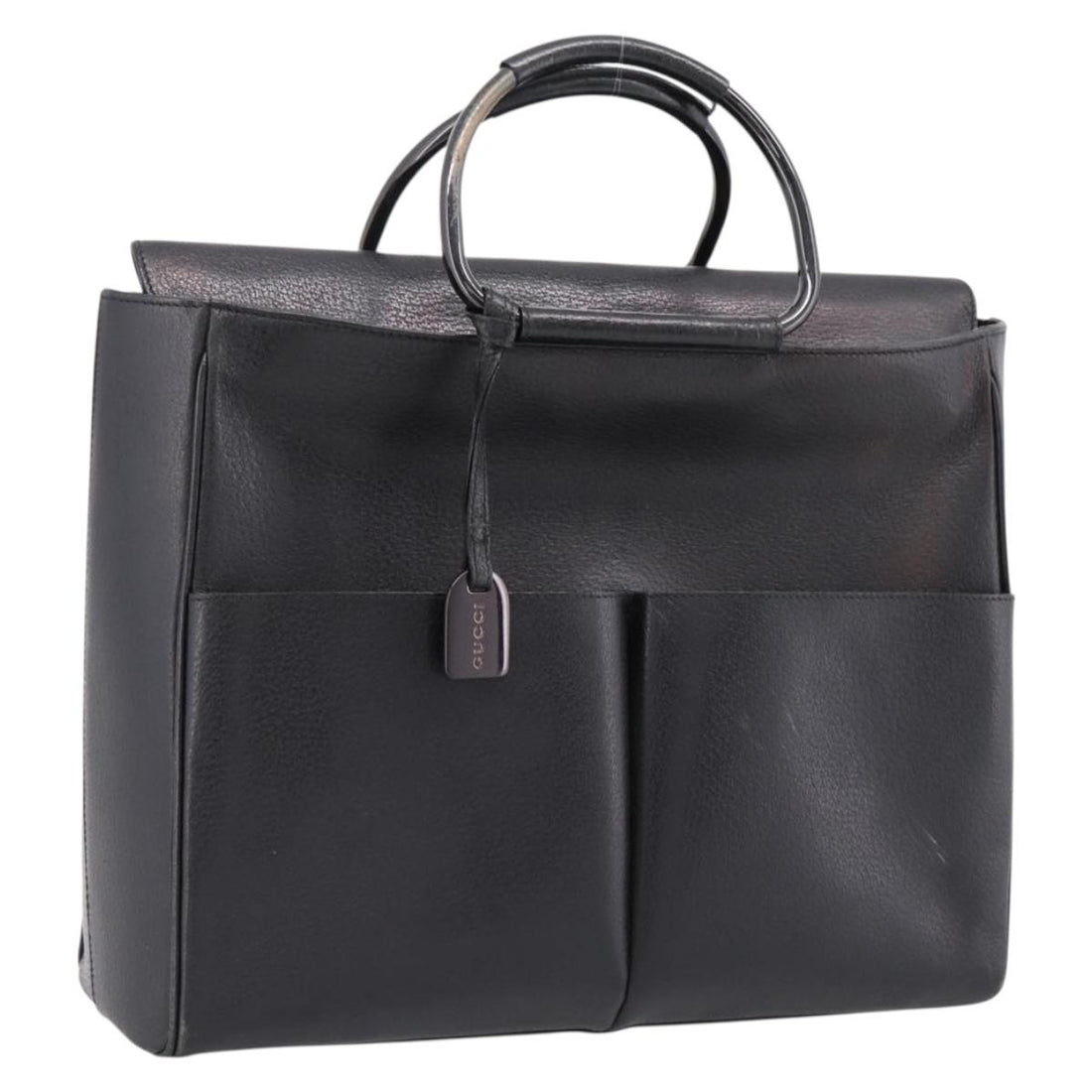 GUCCI Hand Bag Leather Black Silver 002 3754 1313 Auth ep15717