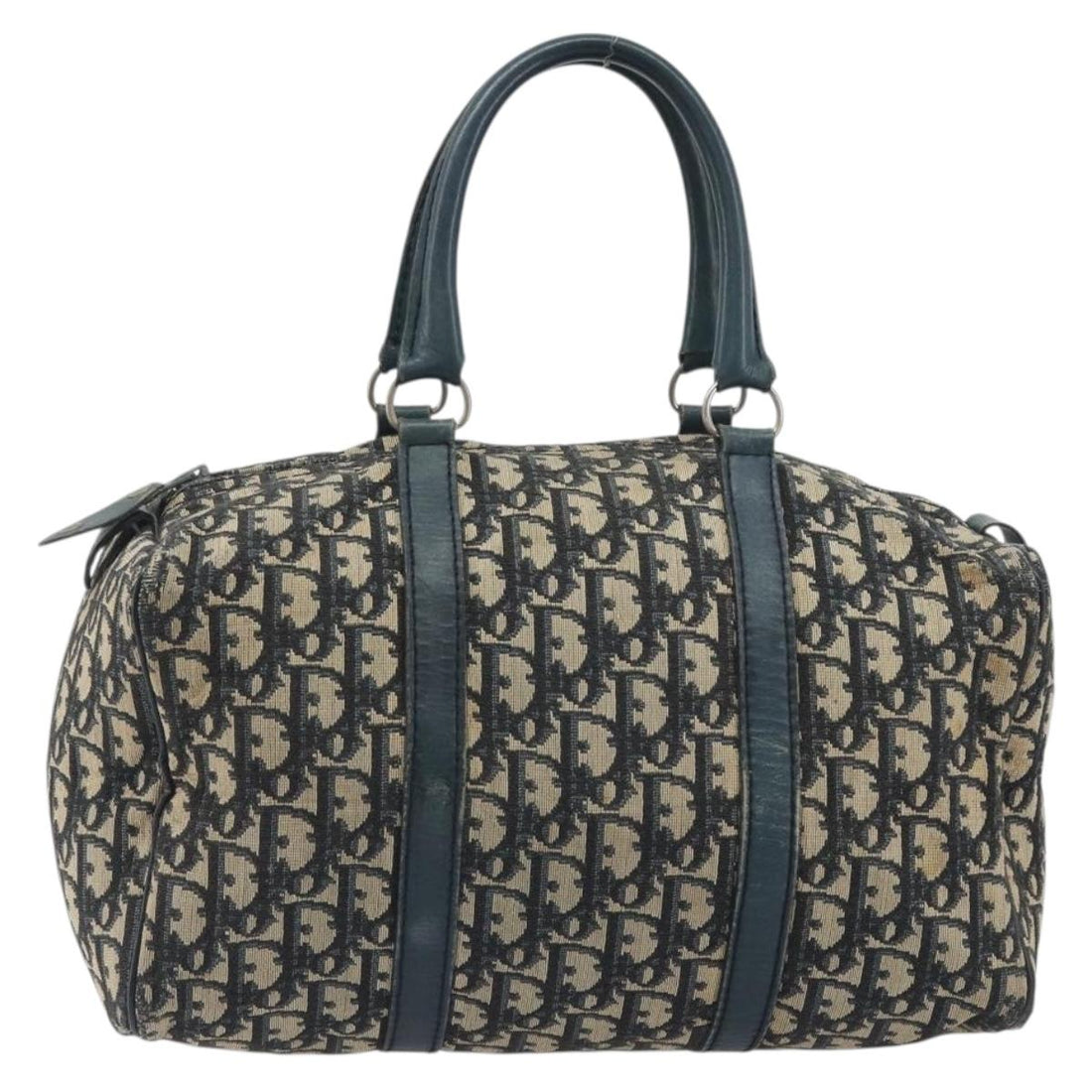 Christian Dior Trotter Canvas Hand Bag Navy Silver Auth BA14770