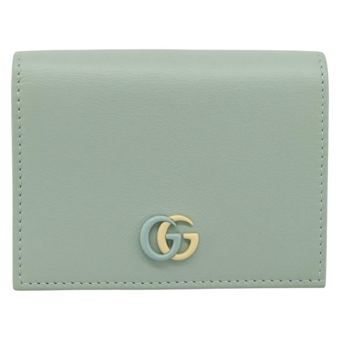 GUCCI GG Marmont Bifold Wallet Leather Green 790055 Auth BA15223M