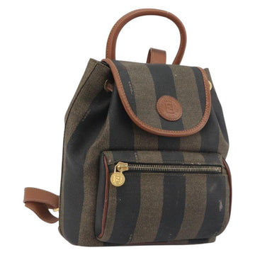 FENDI Pecan Backpack PVC Leather Brown Gold Tone Auth 194161