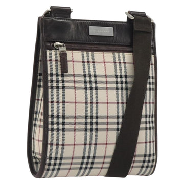 BURBERRY Nova Check Shoulder Bag Canvas Beige Silver Auth 198716A