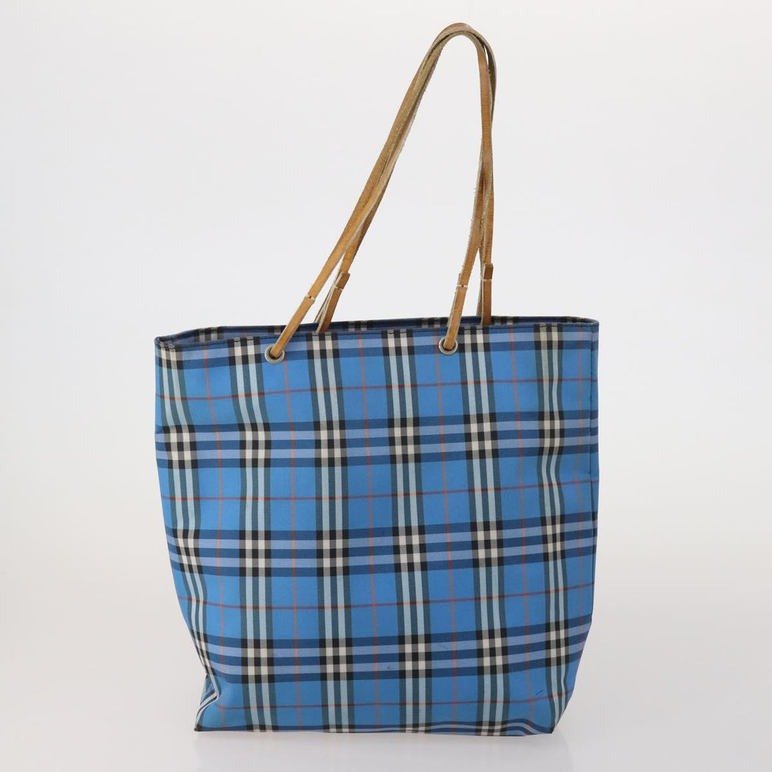 BURBERRY Nova Check Blue Label Hand Bag Canvas 3 Set Blue Pink Auth mr2801