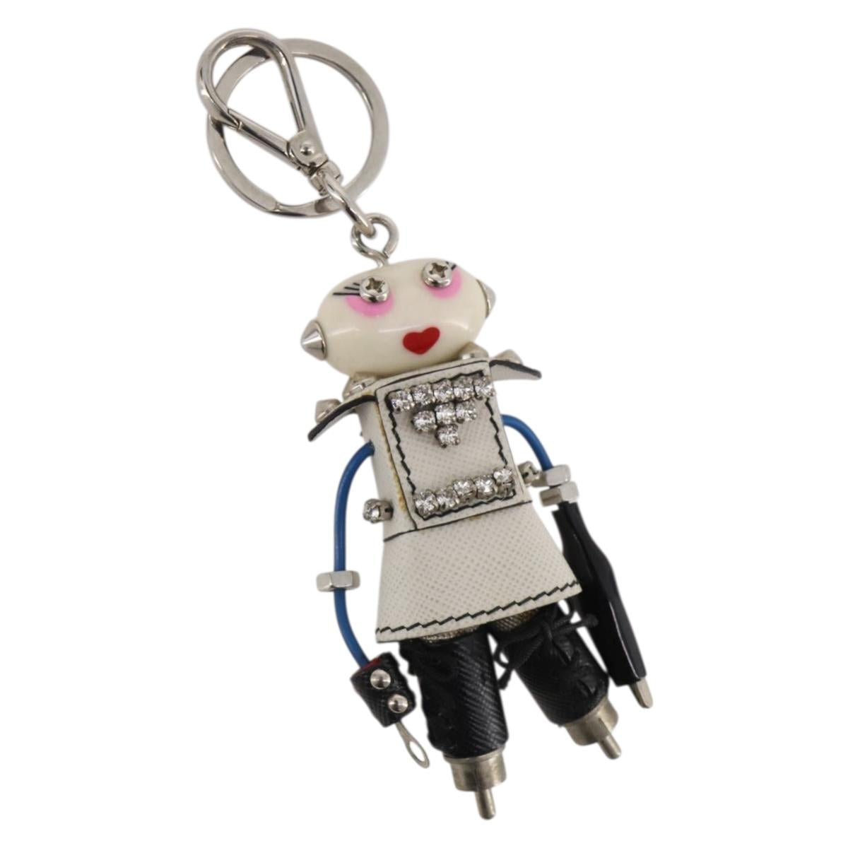 Prada Robot Key Holder Saffiano leather White